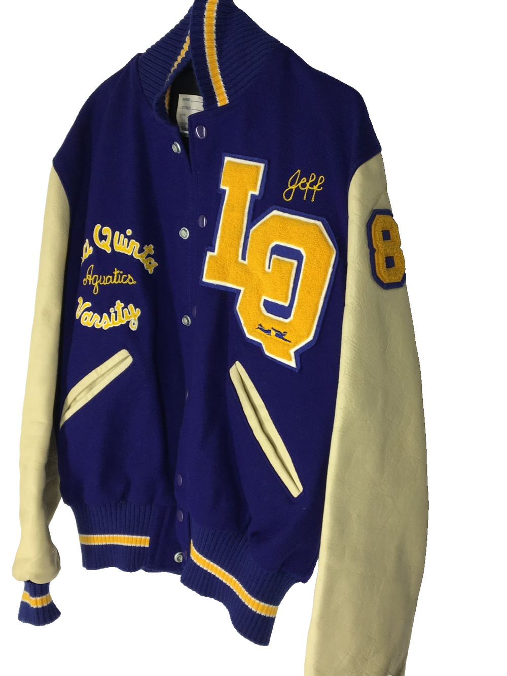 40R/Medium Vintage Varsity Letterman Jacket La Quinta Aquatics CA USA Jeff